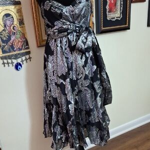 Calvin Klein Black and Silver Midi Dress